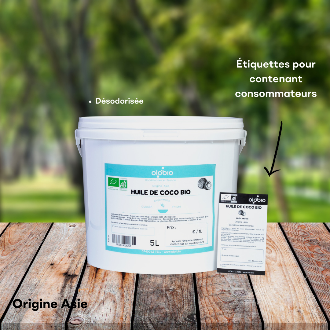 Huile de Coco Désodorisée Biologique - Olobio